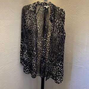 Black and white animal print blouse